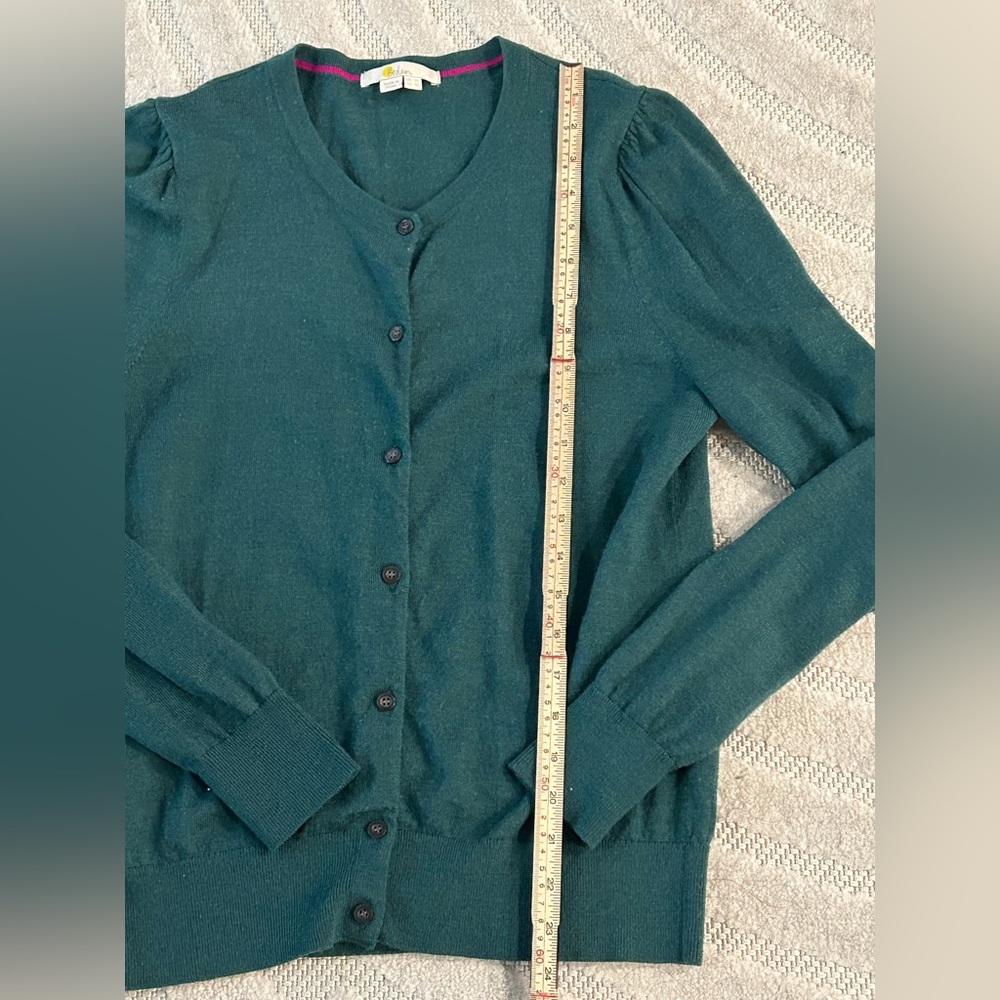 Boden 100% Wool Green Sweater Button Down Cardigan - Size 10 - Picture 14 of 14